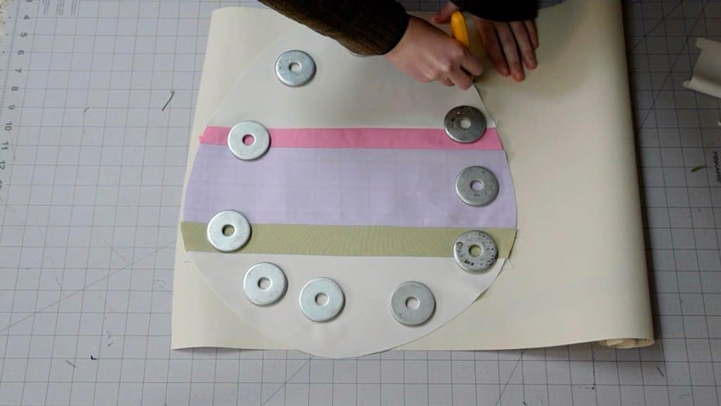cutting interfacing for Easter egg placemat