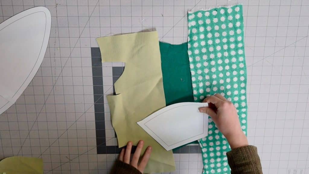 green scraps of fabric