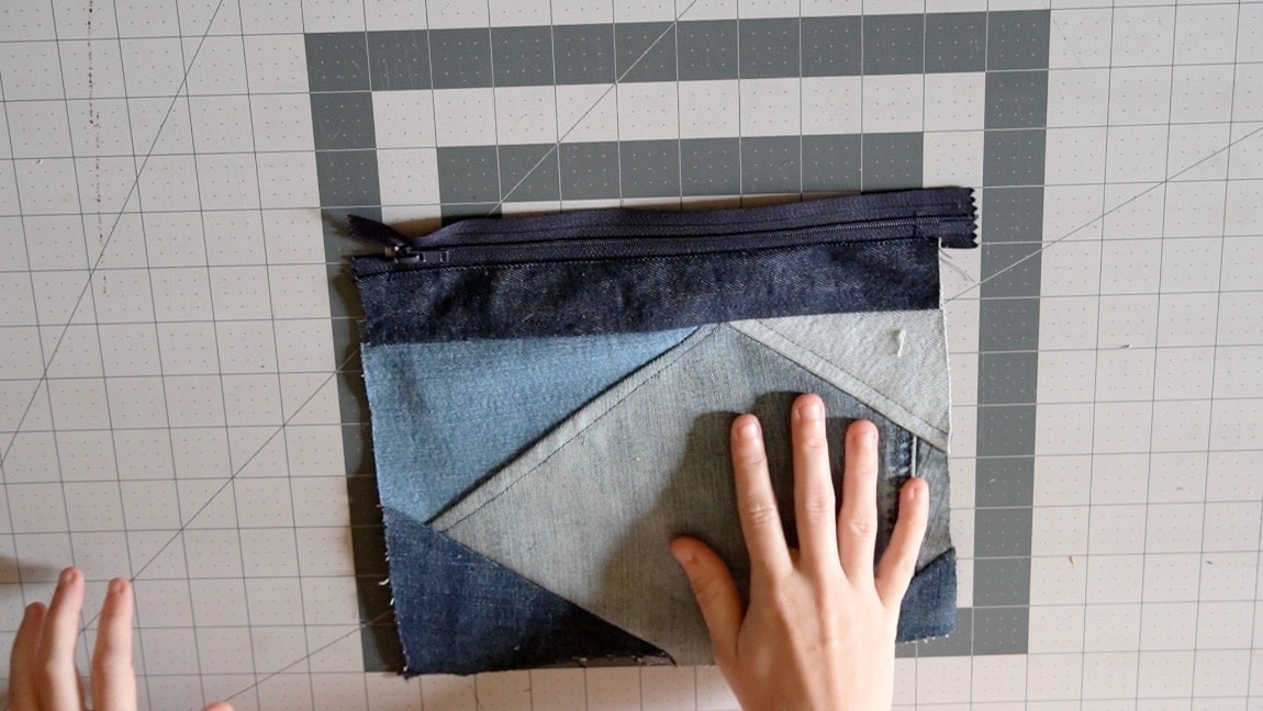 press pouch away from zipper