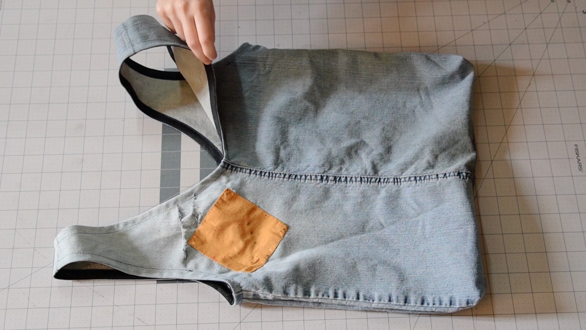 finished denim tote