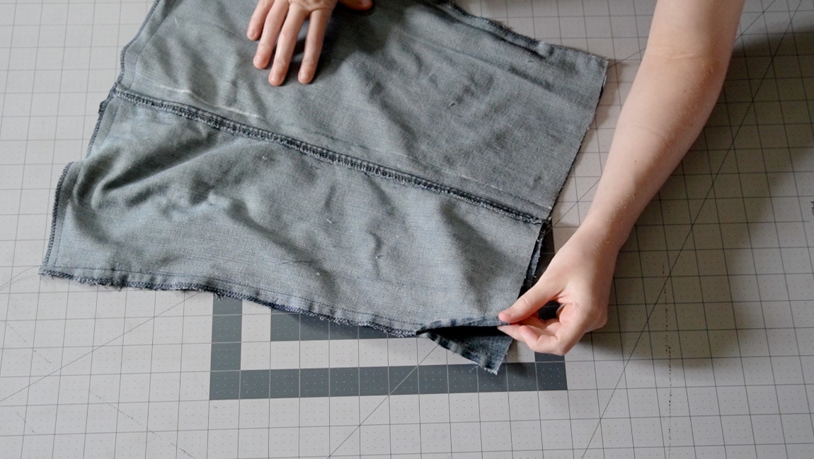 hem edges of the unsewn section