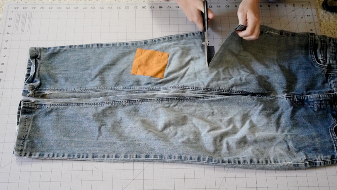 cut off legs of jeans