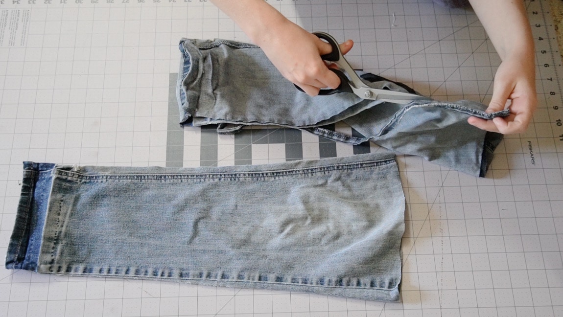 cut seam of pants to open them