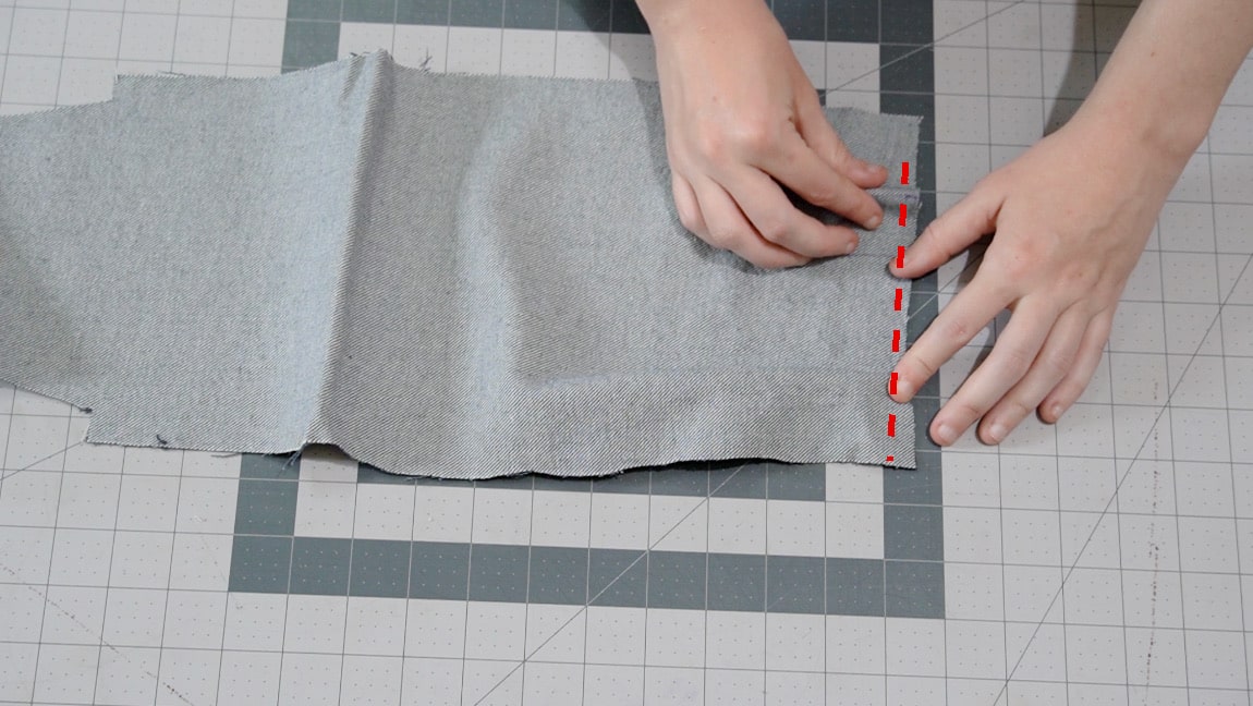 fold pleats of bag pieces and baste in place