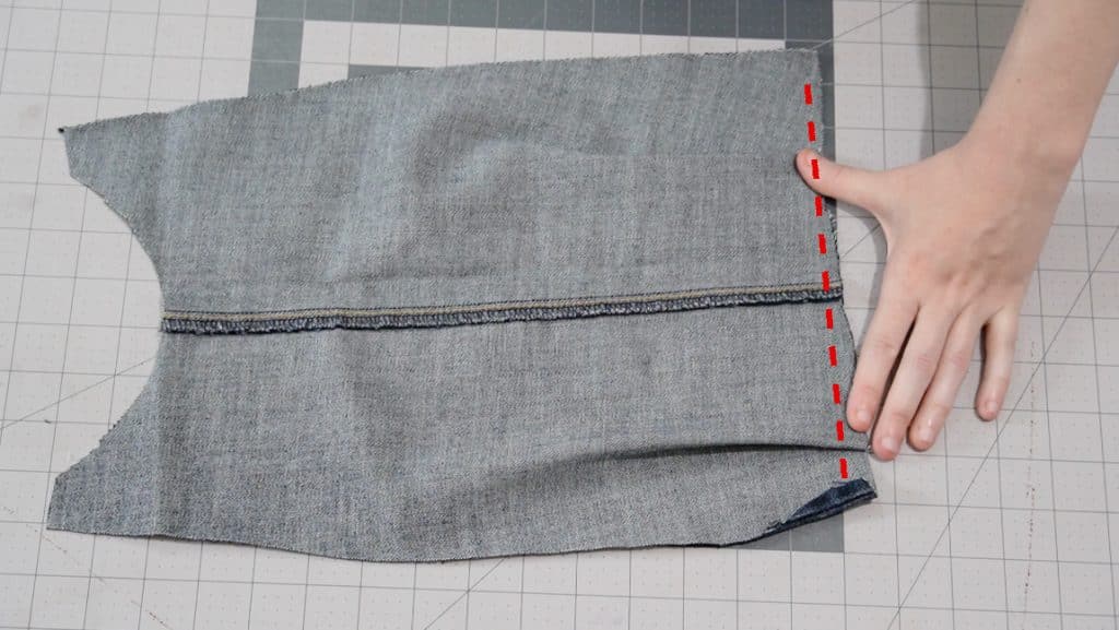 fold pleats of bag pieces and baste in place