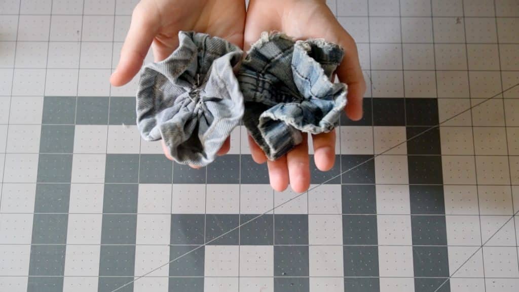 finished denim flowers