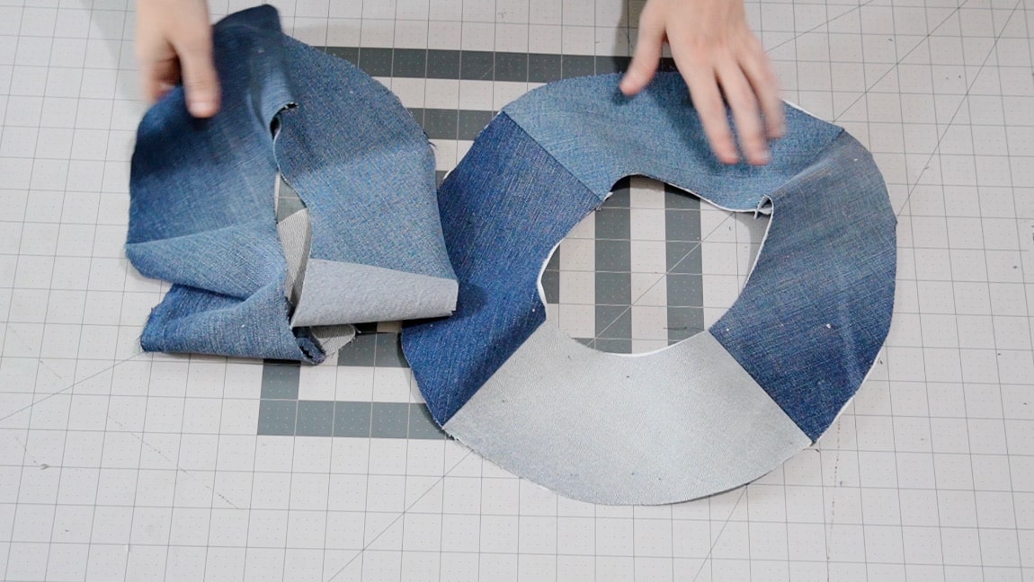 sew brim lining together into a loop
