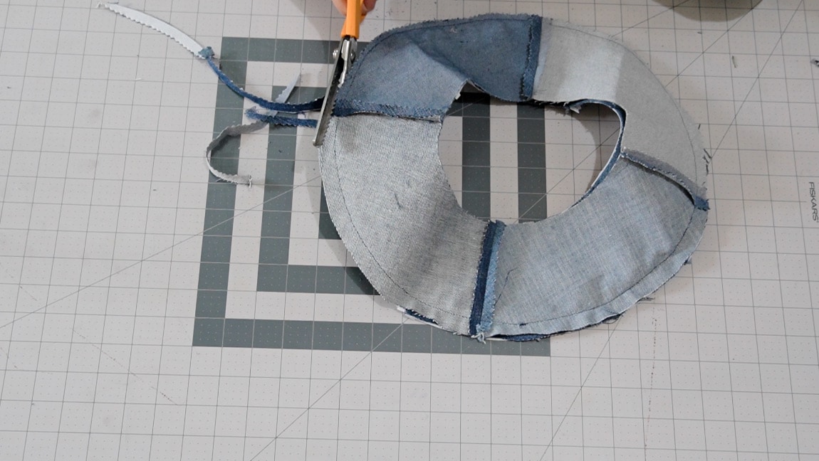trim seam allowance from brim