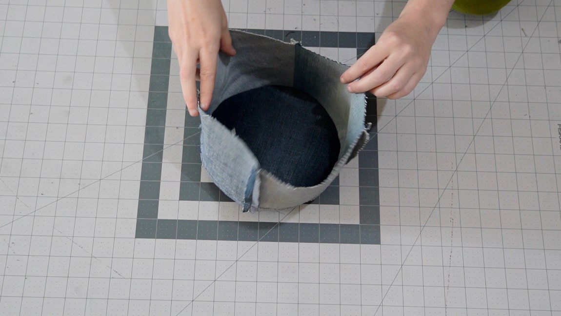 sew crown lining to top