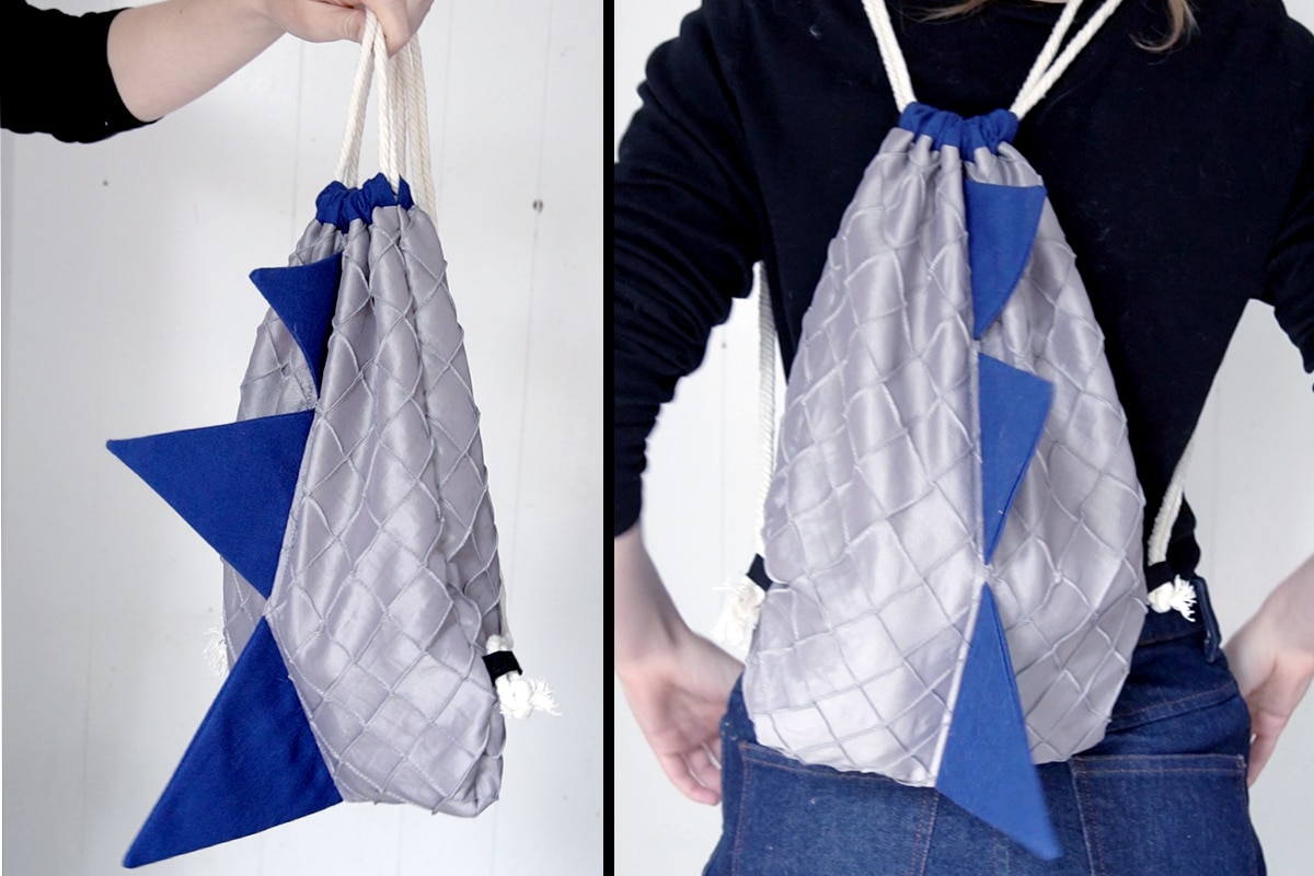 dinosaur spike drawstring bag