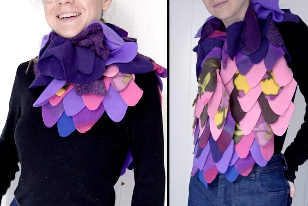 fleece scrap feather scarf