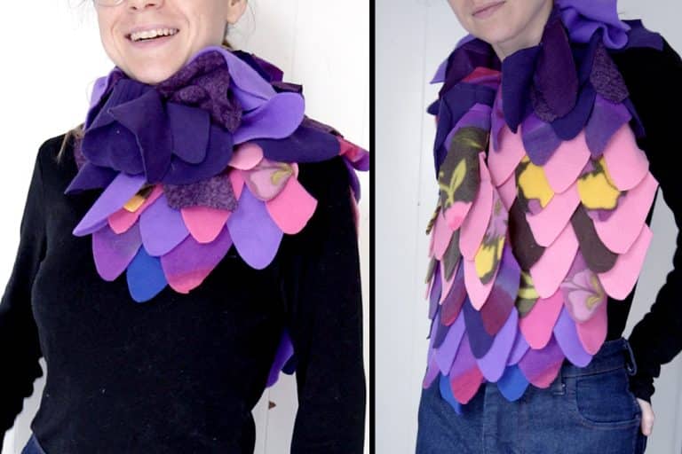 fleece scrap feather scarf