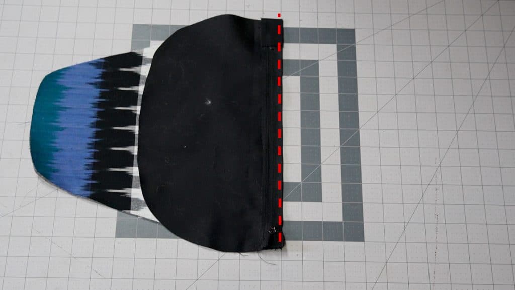 sew bottom piece to top piece with zipper face down