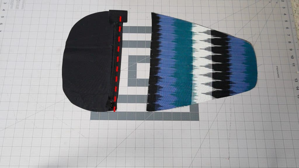 sew zipper face down on bottom back