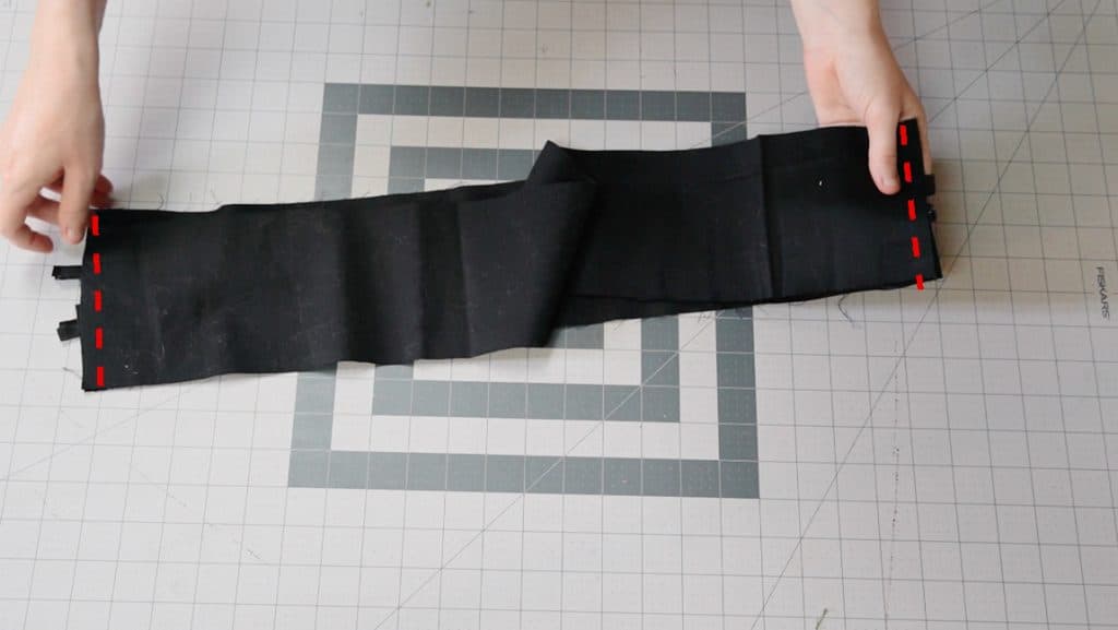 sew side bag to zipper side bag along the short edges