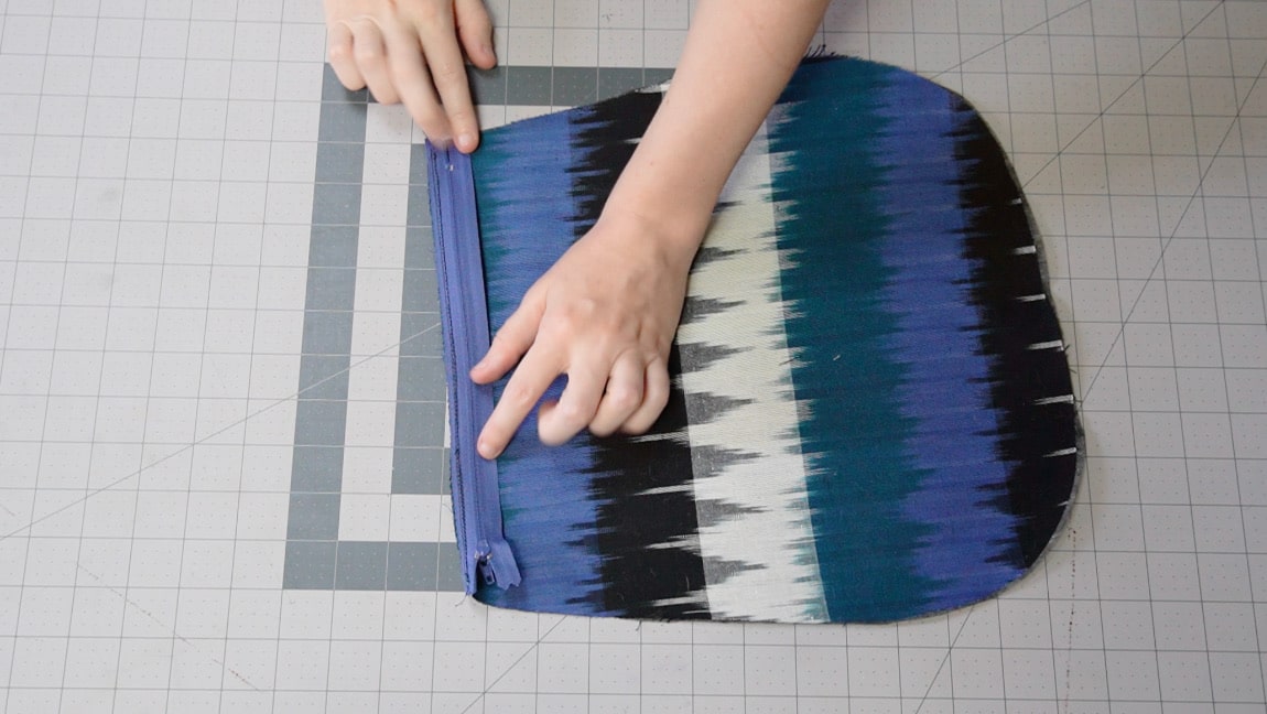 zipper sewn to bottom front