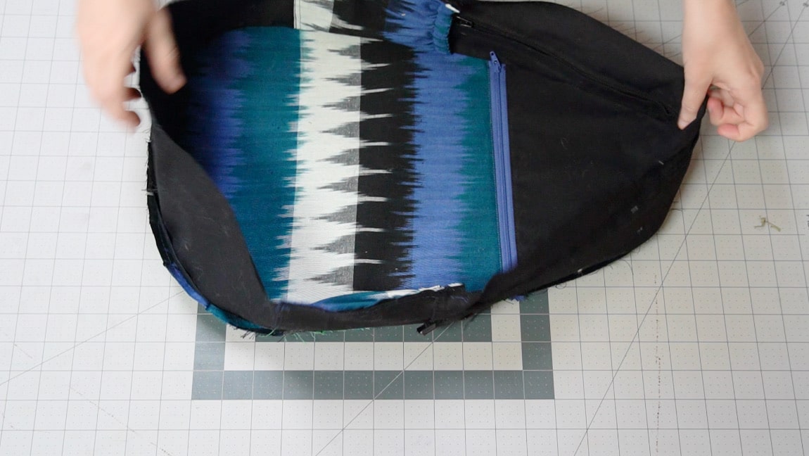 sew side bag to the front and back of the back with right sides together
