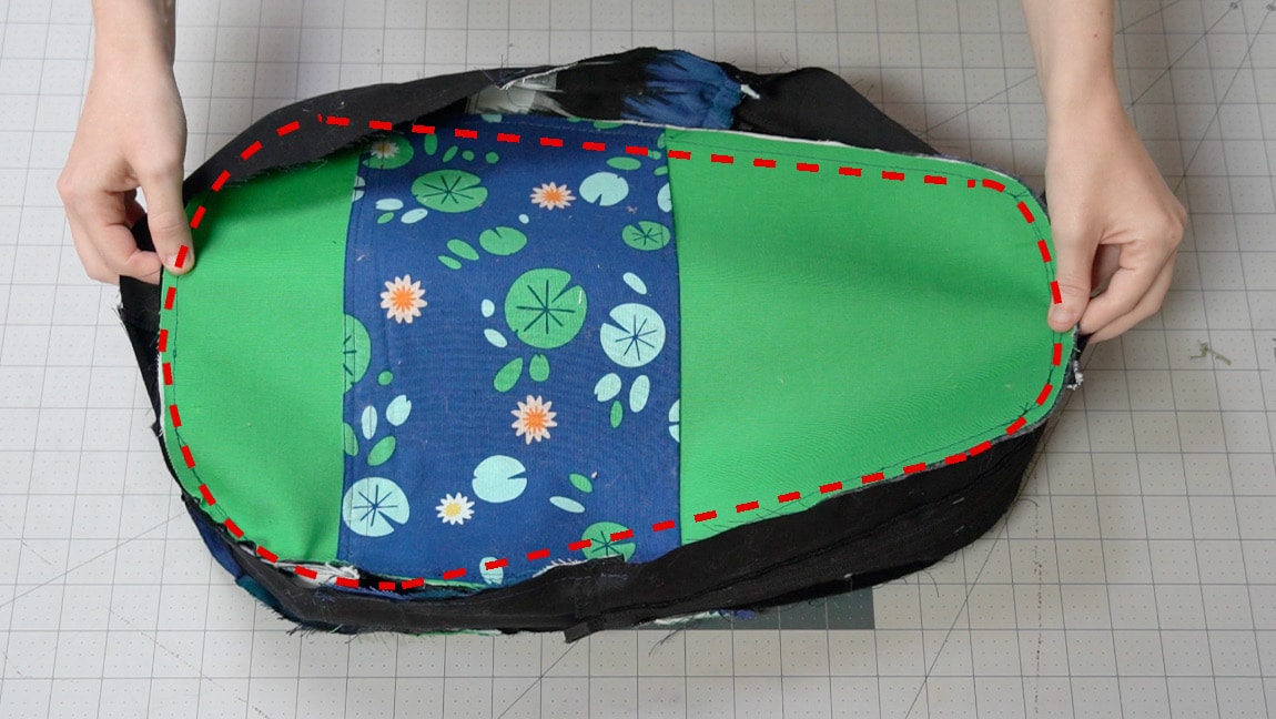 sew side bag to the front and back of the back with right sides together