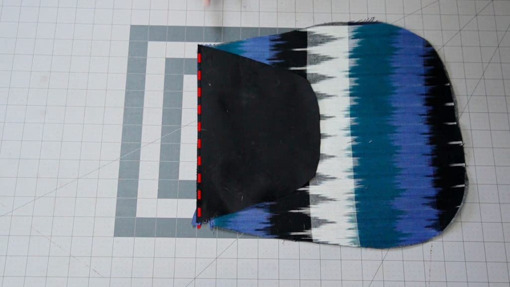sew to zipper face down