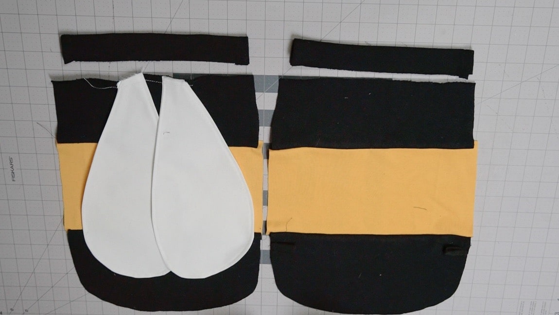 sew casing to bag front and back