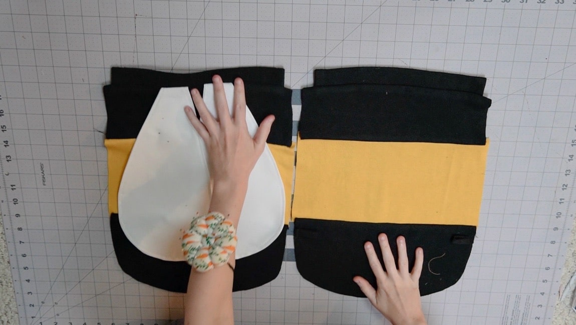 sew casing to bag front and back