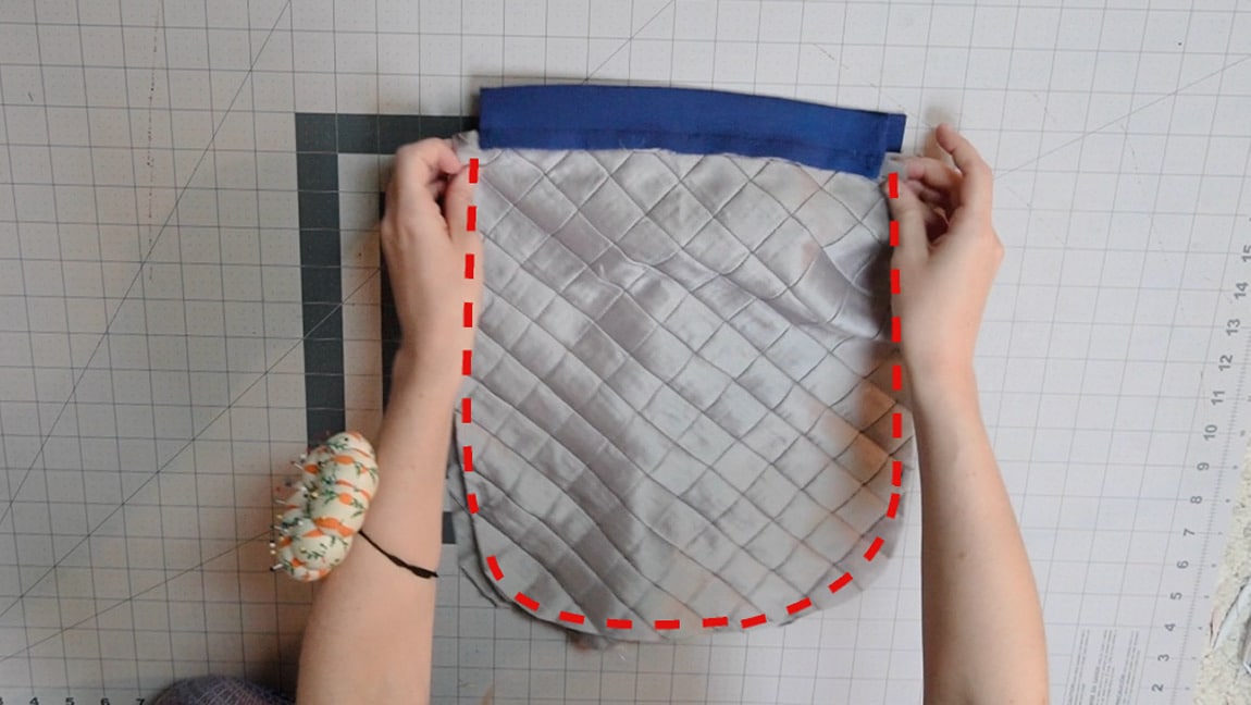 sew front and back of bag together