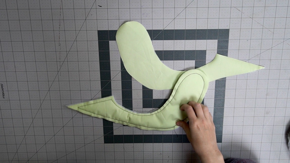 apply interfacing to snails and batting to one side