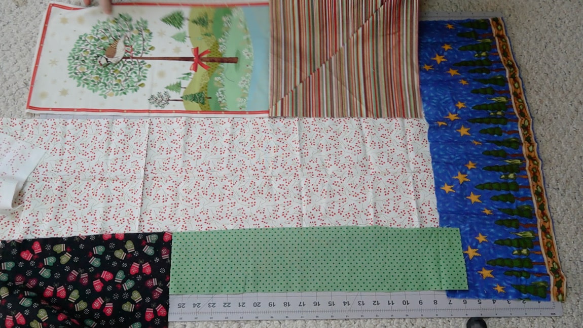 arrange the fabric scraps