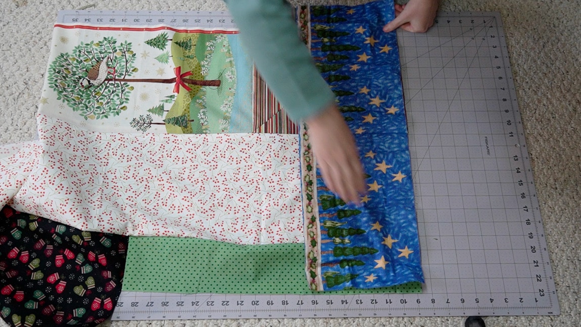 sew the fabric scraps together