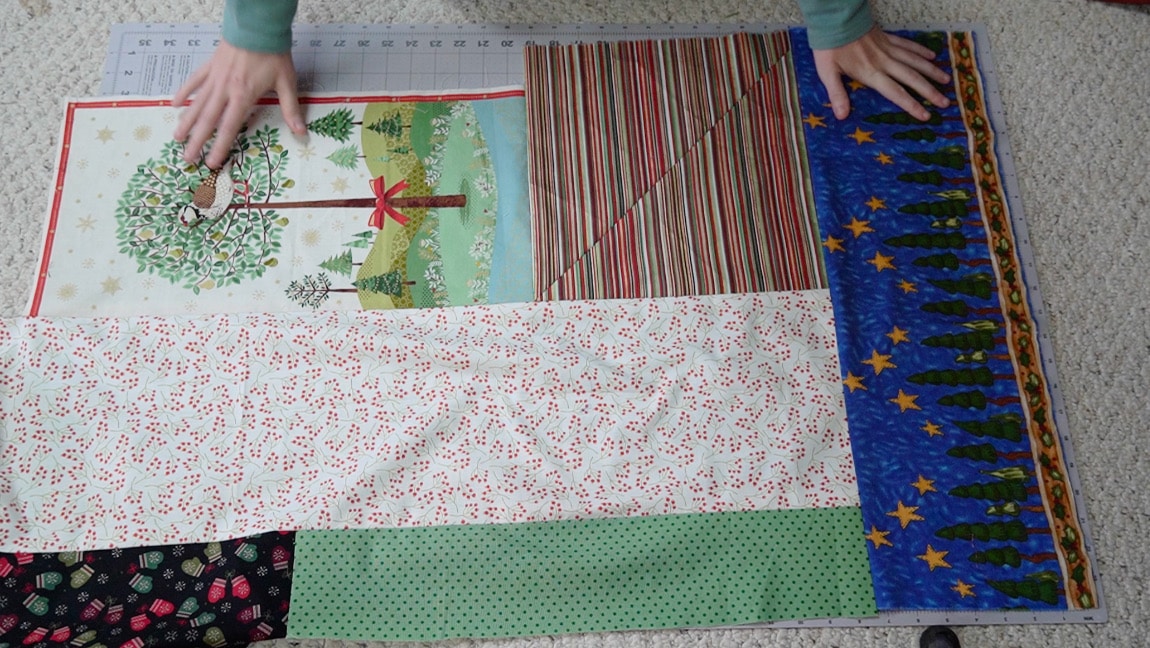 sew the fabric scraps together