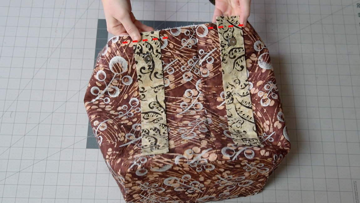 sew the straps to the top of the bag
