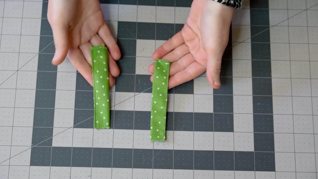 fold the tabs in quarters and sew along the edge