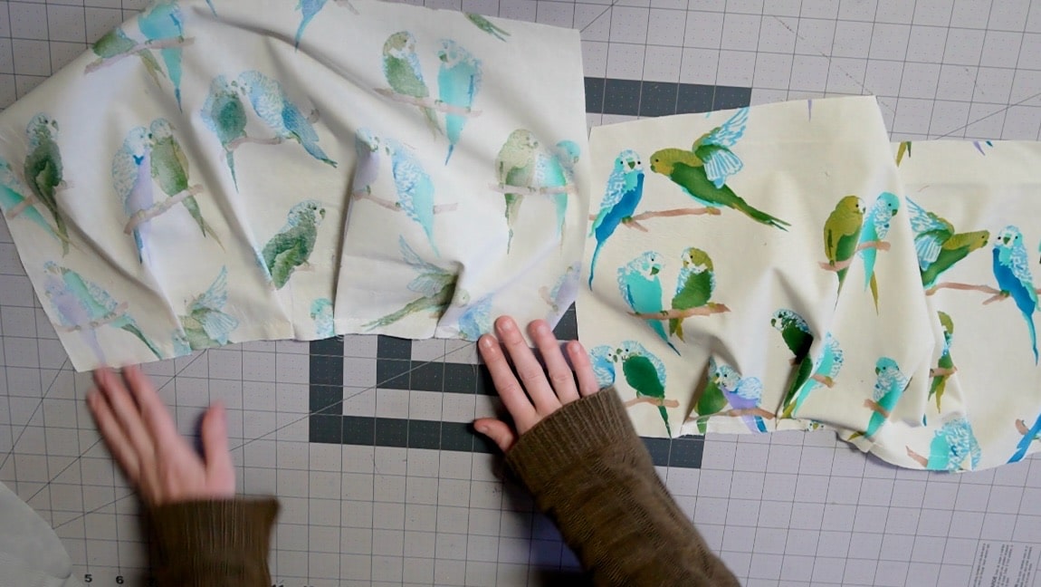 baste pleats in bag pieces