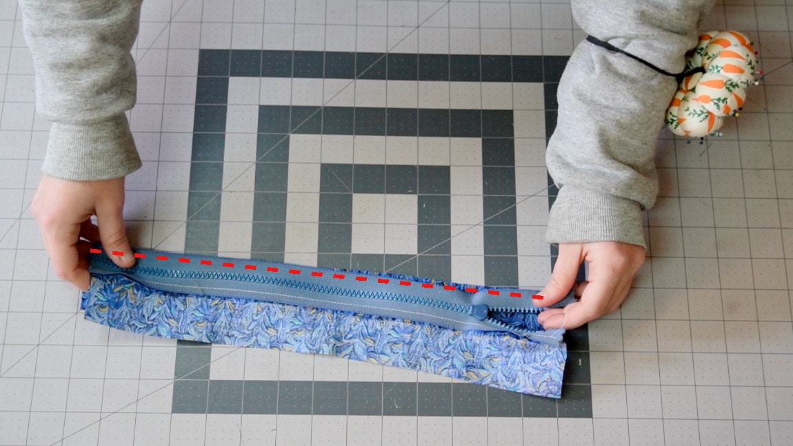 sew zipper to other side