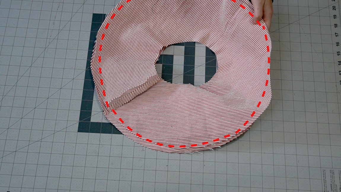 sew brim pieces together