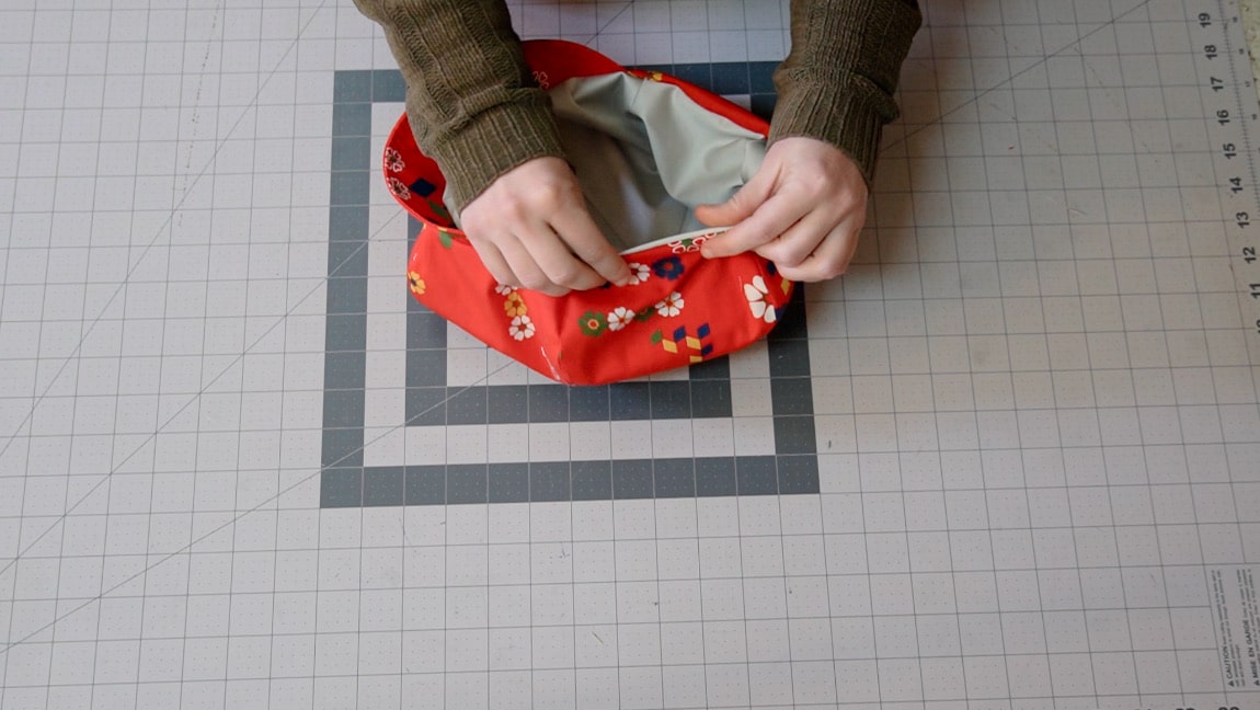 sew up gap and top stitch around the edge