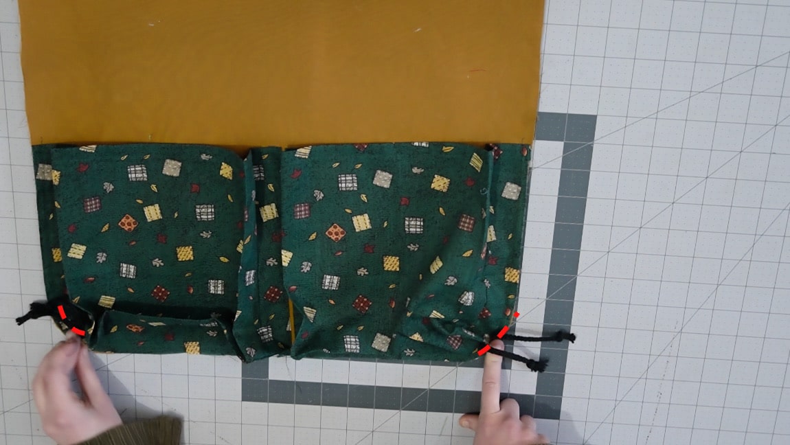 baste the string to the corners