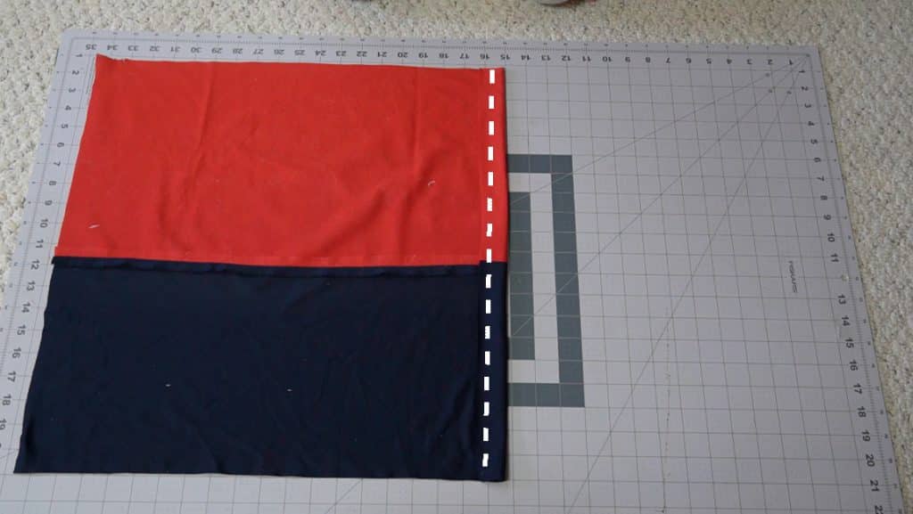 hem the inner side of the back pillow pieces