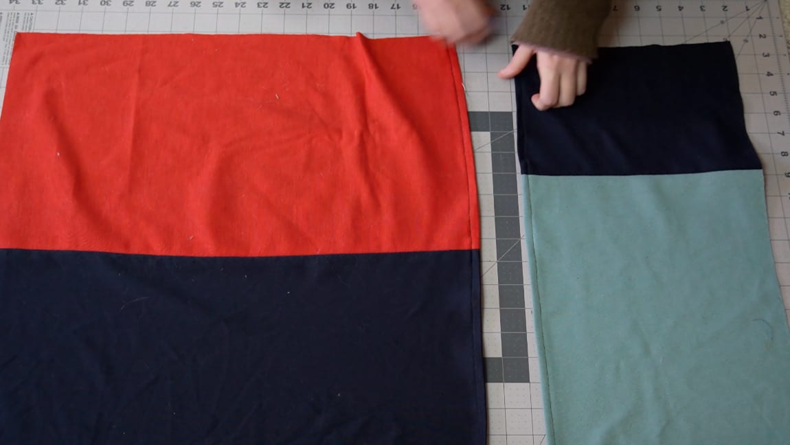 hem the inner side of the back pillow pieces