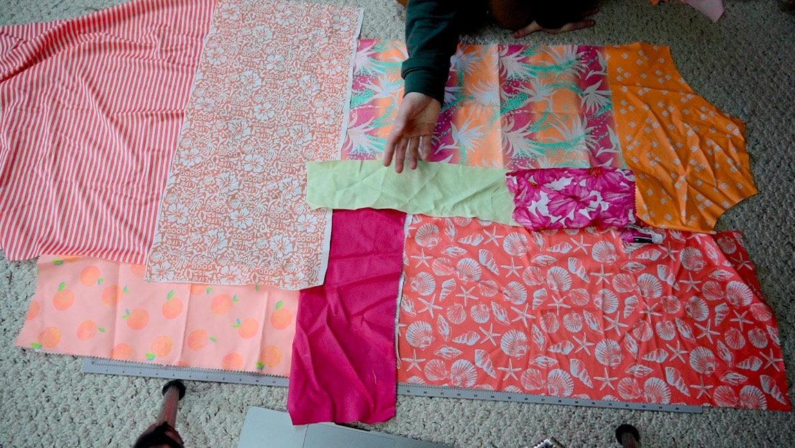 arrange fabric scraps