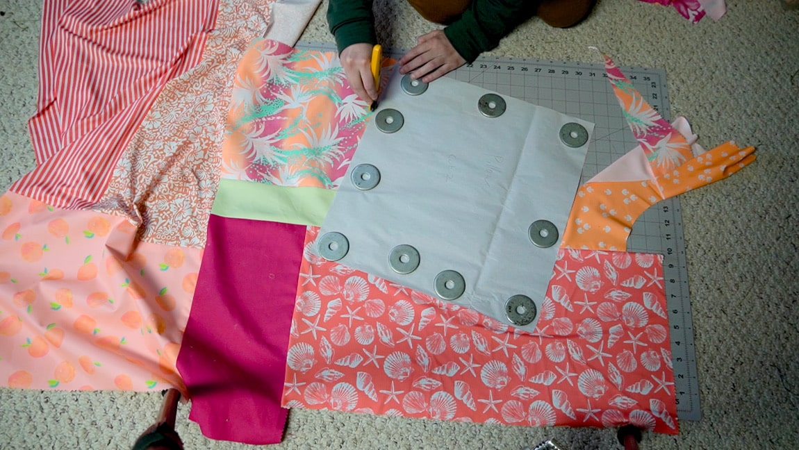 cut your pillow pieces
