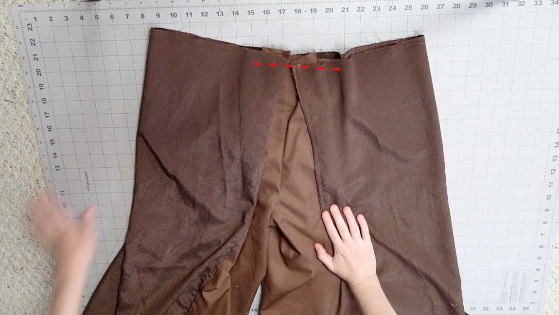 baste the pleats at the top of the pants