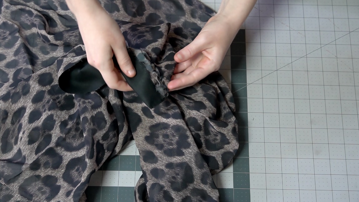 fold the neckband in half backward and sew the short edges