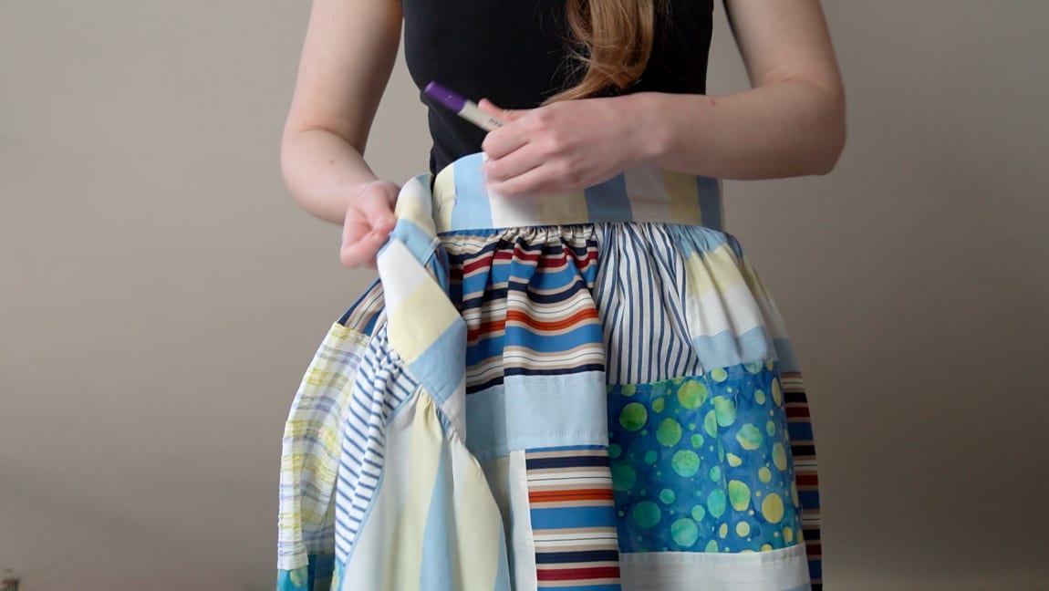 try on the skirt for the button placement