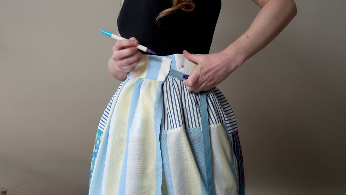 try on the skirt for the ribbon placement