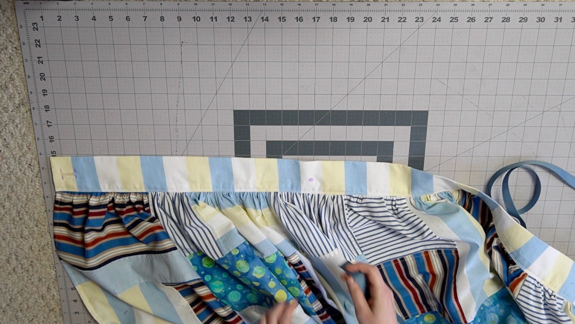 sew the second ribbon in place