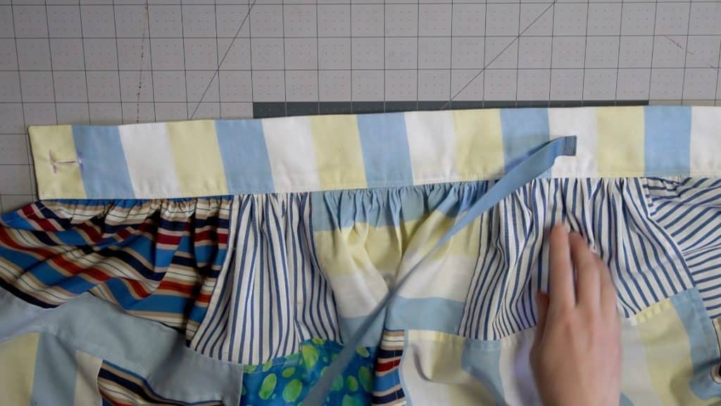 sew the second ribbon in place
