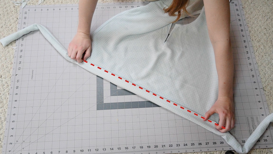 sew the band on the reverse side