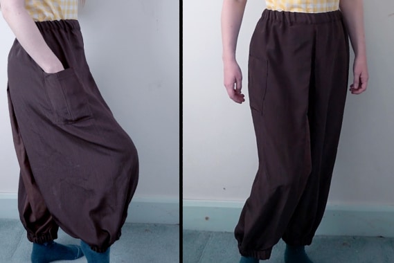 elastic waist harem pants