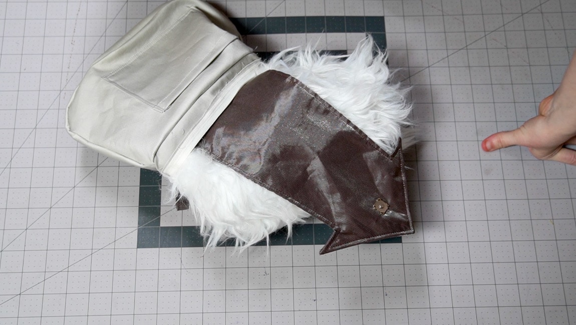lining pulled from bag